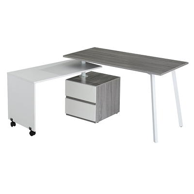 Techni Mobili Classic Office Desk with Storage, Gray