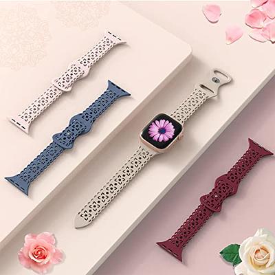  Wearlizer Leather Band Compatible with Apple Watch Band 38mm  40mm 41mm 42mm 44mm 45mm 49mm Ultra Women Men Dressy Breathable Hollow-out  Braided Leather Strap for iWatch SE Series 9 8 7