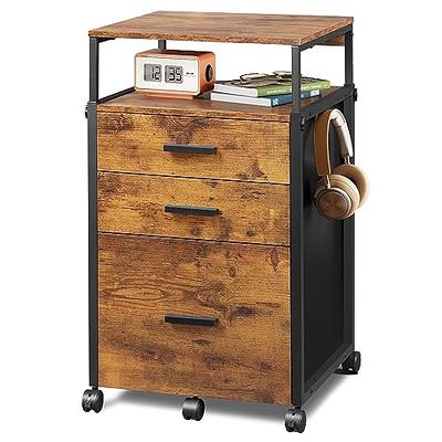 DEVAISE File Cabinet with Storage Drawers, Rolling Printer Stand with  Adjustable Shelves, Wood Filing Cabinet for Home Office, Rustic Brown -  Yahoo Shopping