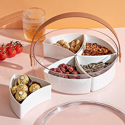 Divided Veggie Tray with Lid Vegetable Storage Square Appetizer Relish  Serving Platter with 5/6 Compartment Snack Container