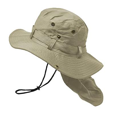 Men Women Wide Brim Boonie Snap Sun Hat Neck Cover Flap Summer Fishing  Visor Cap