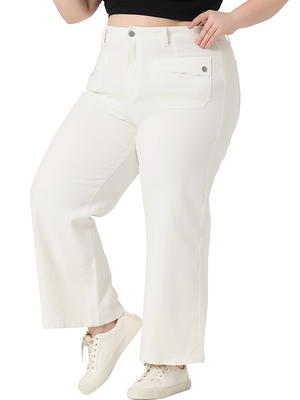 Unique Bargains Women's Plus Size Wide Leg Stretch Washed Palazzo Pants  Jeans 4X White - Yahoo Shopping