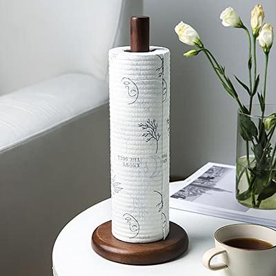 Wood Paper Towel Holder Countertop - Rustic Farmhouse Paper Towel Holder  Stand - Standing Paper Towel Roll Holders - Vertical Wooden Paper Towels