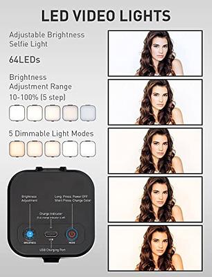 Newmowa 60 LED High Power Rechargeable Clip Fill Video Conference Light  with Front & Back Clip, Adjusted 3 Light Modes for Phone, iPhone, Android,  iPad, Laptop, for Makeup, TikTok, Selfie, Vlog