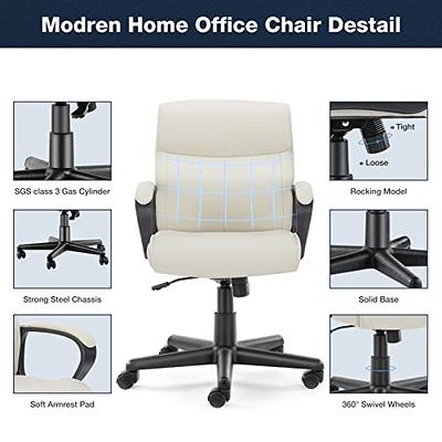 Maykoosh White High Back Executive Premium Faux Leather Office Chair with Back Support, Armrest and Lumbar Support