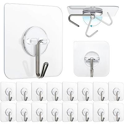 NeatEasy Wall Hooks (16 Count), Reusable Transparent Seamless Wall