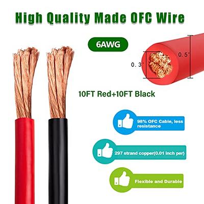 Kimbluth 6 Gauge Battery Cable Copper Wire, 10FT Red+10FT Black 6 AWG  Welding Cable Standard USA OFC Wire for Automotive, Battery, Solar, Marine  and Generator - Yahoo Shopping