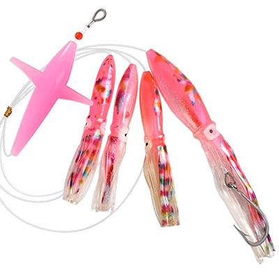 Ocean Cat Trolling Fishing Lures Daisy Chain Bird Feather Teaser for Fishing with Rigged Hook 7/0 for Mahi, Tuna, Wahoo and More