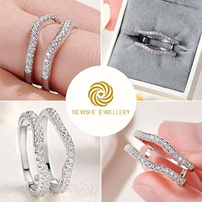 Newshe Bridal Ring Enhancer for Engagement Rings Wedding Band for Women  AAAAA Cz Eternity Ring Guard Size 8 