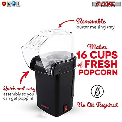 5 Core Hot Air Popcorn Popper Machine 1200W Electric Popcorn Kernel Corn  Maker Bpa Free, 95% Popping Rate, 2 Minutes Fast, No Oil-Healthy Snack for