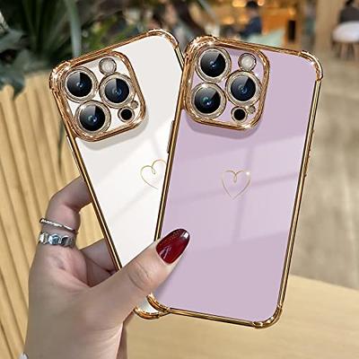 Teageo for iPhone 13 Pro Max Case Clear Cute Women Girls Glitter Pattern  Plating Phone Case Silicone Full Camera Protection Shockproof Bumper Back