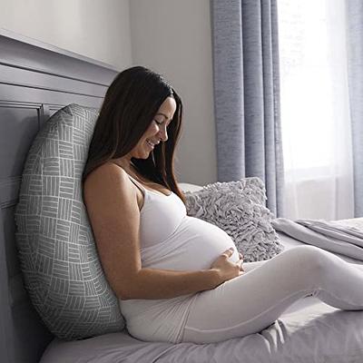 Momcozy Original F Shaped Pregnancy Pillows with Adjustable Wedge Pillow, Velvet- Grey