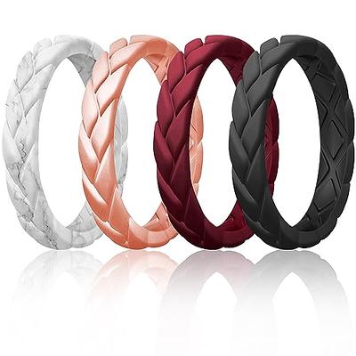 women's silicone wedding ring -5 Rings Pack -Mix Collection Rinfit Designed  Silicone Rubber Ring. Thin 2.5 / 5.5 mm wide - Thin rubber Wedding Bands