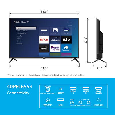 Philips 40 Class FHD (1080p) Roku Smart LED TV (40PFL6533/F7) (New) 