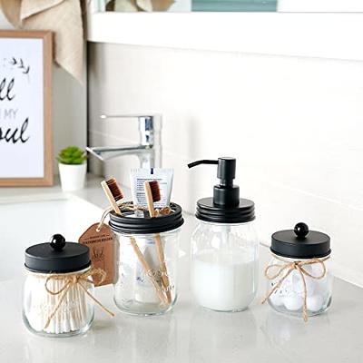 Mason Jar Bathroom Vanity Organizer - Farmhouse Decor Qtip Dispenser Holder  Canister Glass - 8oz Mason Jars with Stainless Steel Lids for Q-tips,Cotton  Swabs,Rounds,Bath Salts,Ball / Black,2-Pack - Yahoo Shopping