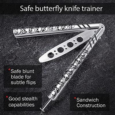  Grand Way Black Butterfly Practice Trainer – Stainless Steel  Trainer Tool – NOT Real NOT Sharp Blade – Dull Trick Training CSGO K10-B :  Sports & Outdoors