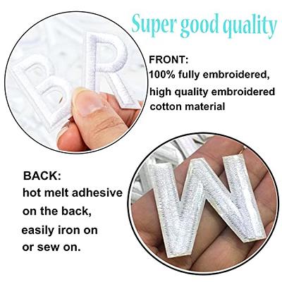 26 PCS White Iron On Letter Patches Stick on Chenille Letters