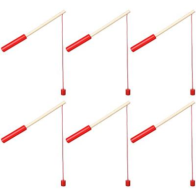 Sumind 6 Pcs Magnetic Fishing Poles Kids Wooden Magnetic Fishing