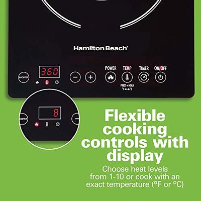Hamilton Beach Portable Single Induction Cooktop Countertop Burner Hot  Plate with Fast Heating Mode, 1800 Watts, 10 Temperature Settings up to  450F