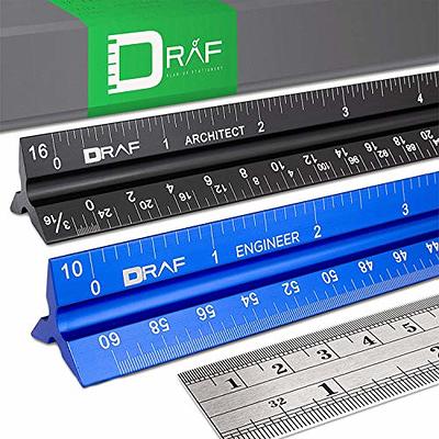 12 Inch Architectural Scale Ruler, Aluminum Metal Engineers Triangle  Drafting Ruler Imperial Measurements Architectural Black Triangular Ruler  for Architects, Engineers, Students and Draftsman - Yahoo Shopping