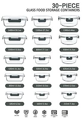 M MCIRCO 30 Pieces Glass Food Storage Containers with Snap Locking Lids,  Gray