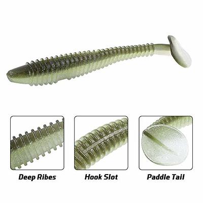 RUNCL Swimbaits Paddle 10/20/30/40PCS, 5/4/3/2 Inchs Paddle Tail, Soft Lure  for Trout Crappie Bass, Durable Plastic Bait Swimmer for  Saltwater/Freshwater, Fishing Lover's Gift 