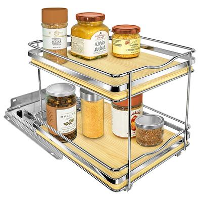 Rev-A-Shelf Pull Out Wall Storage Organizer for Kitchen Cabinets, Sliding  Door Mounted Spice Rack with 3 Adjustable Shelves, Maple Wood, 4ASR-18