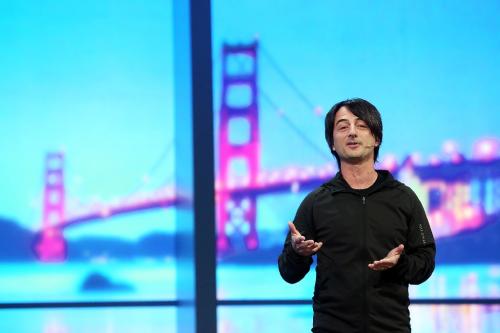 Joe Belfiore, Microsoft vice president, delivers a keynote address at the 2014 Microsoft Build developer conference on April 2, 2014 in San Francisco