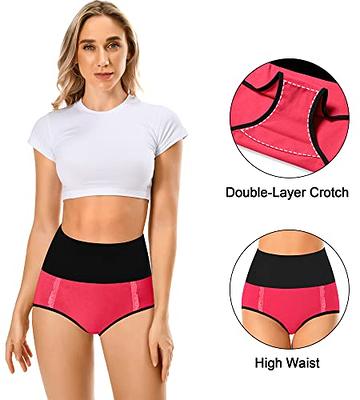 MISSWHO Womens High Waisted Cotton Underwear Full Coverage Soft  Double-Layer Waistedband Panties (Regular & Plus Size)