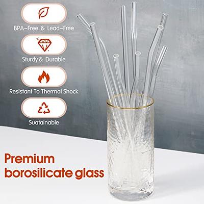 9 Pcs Reusable Glass Straws Shatter Resistant 10''x8mm 3 Straight