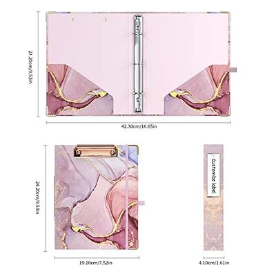 Ospelelf Mini 3 Ring Binder 2 Inch, Cute Binder for 5.5 x 8.5 with 5 Tab  Dividers, File Folder Labels and Low Profile Clipboards, Pink Marble Binder