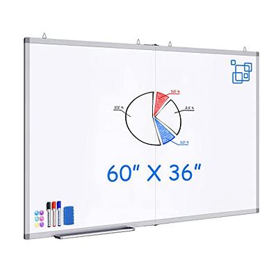 Large Magnetic Whiteboard, maxtek 60 x 36 Magnetic Dry Erase Board Foldable  with Marker Tray 1