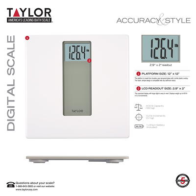 Taylor Digital Body Weight Scale Battey Powered Black/Grey, 400lb Capacity  