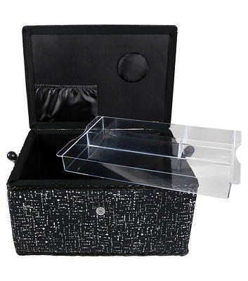 SINGER 11.5 Black Little Dot Print Sewing Basket - Yahoo Shopping