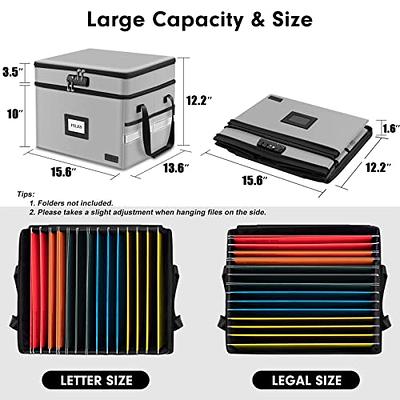 ENGPOW File Box with Wheels, Fireproof Document Box with Lock,Collapsible  Rolling File Storage Organizer Box Filing Cabinet with Pockets,Portable  Home