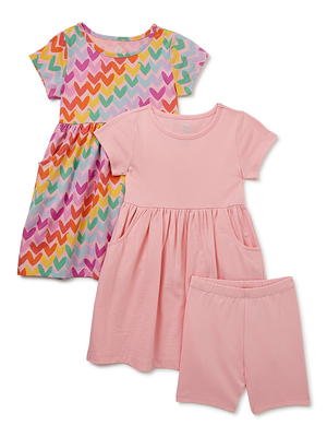 Wonder Nation Baby and Toddler Girl Knit Dress with Pockets and Biker  Shorts Set, 3 Piece - Yahoo Shopping