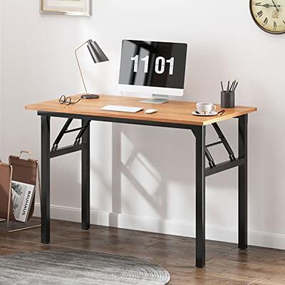 Need Folding Desk Small Desk 31 1/2 No Assembly Foldable Computer Desk for  Small Space/Home Office/Dormitory,Teak&Black Frame