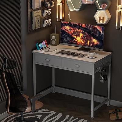 Furologee White Small Computer Desk with 2 Fabric Drawers, Simple Home  Office Writing Desk, Vanity Makeup Desk Dressing Table with Hooks, Study  Desk for Bedroom Small Spaces - Yahoo Shopping