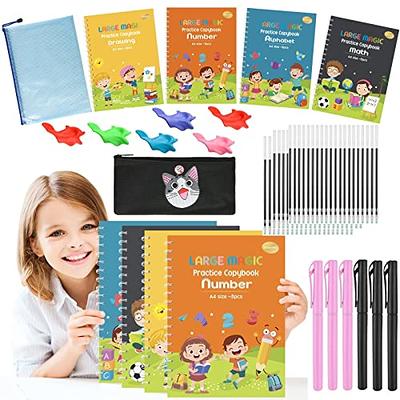 4pcs Grooved Handwriting Book Practice, Magic Copybook For Kidsgroovd Kids  Writing With Auto Disappear Ink Pen