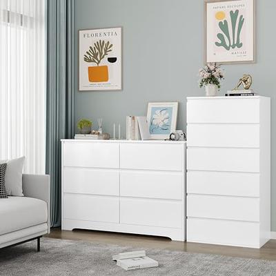 HOSTACK 5 Drawer Dresser with Door, Storage Cabinet with Drawers and  Shelves, Wide Wood Dresser, Modern Chest of Drawers Organizers for Living  Room