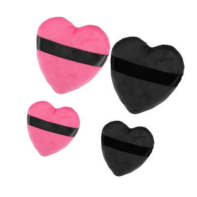 Unique Bargains Soft Triangle Puff Loose Powder Blender Beauty Makeup Tool Short Plush Black Pink 6 Pcs