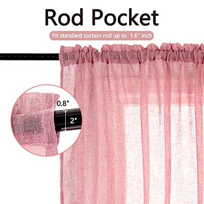 Pink Sheer Curtains for Living Room 84-inch Long Girls Bedroom Linen  Textured Blush Pink Not See Through Window Draperies Set 52”w 2 Panels  Grommet Top : : Home