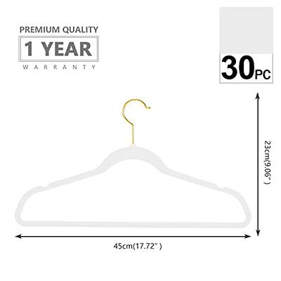 Smartor White Velvet Hangers 50 Pack Felt Hangers Non Slip Rose Gold Hook Flocked Hangers Heavy Duty Adult Hanger for Coat, Suit