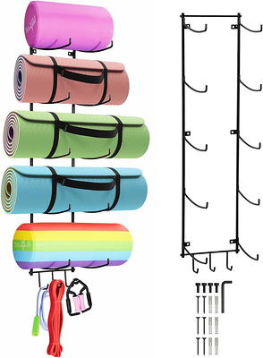 Yoga Mat Rack Wall Mount Yoga Mat Foam Roller And Towel Rack Yoga Mat Holder  For Hanging Yoga Strap Resistance Bands 