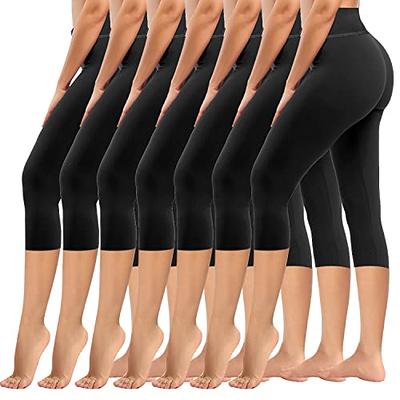 yeuG 7 Pack High Waisted Capri Leggings for Women Tummy Control