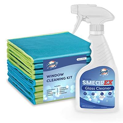 SCRUBIT Smearex Glass Cleaner Spray w/8 Microfiber Towels: All