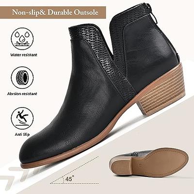 Ankle Boots Modern Women's Shoes Thick Heel PU Leather Winter Boots Simple  Style Women's Shoes Square Toe Full Set Side Zipper