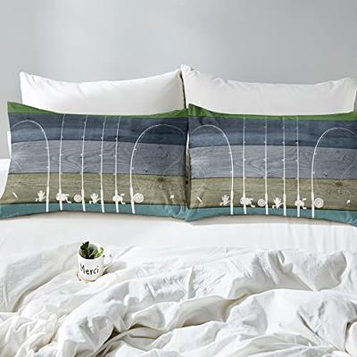 Ocean Fishing Catch Fish Duvet Quilt Cover Twin Queen Bedding Set Pillowcase