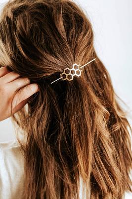 Brass Top Knot Hairpin, Modern Hair Slide, Metal Hair Accessory, Minimal Brass  Hair Pin, Messy Bun Cover Top Knot Crown Hair Pin 