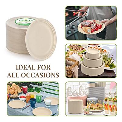 100% Compostable Paper Plates 7 Inch, 150pcs Disposable Heavy-Duty